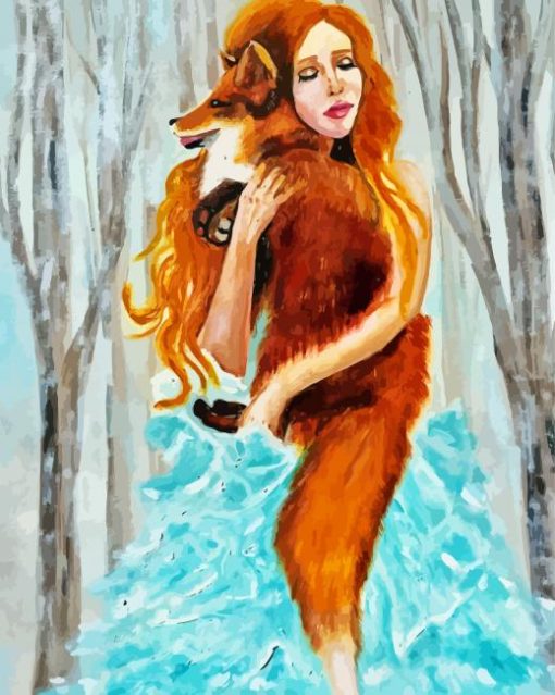 Young Woman With The Fox By Inna Montano paint by number