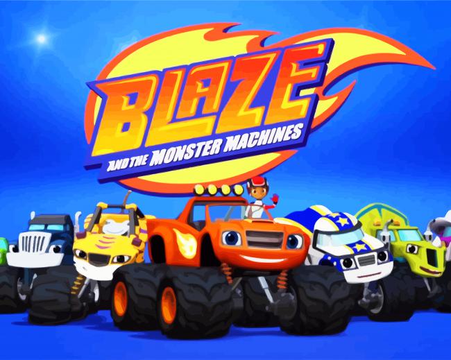 Blaze And The Monster Machines Poster Paint By Numbers - PBN Canvas