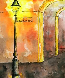 Bourbon Street Lamp Post With Arches paint by number
