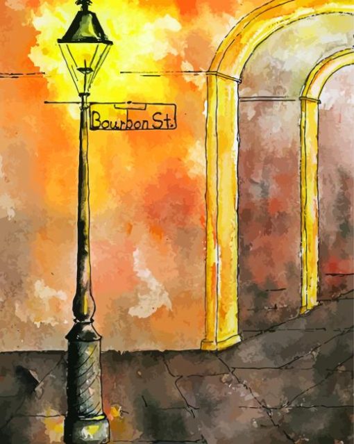 Bourbon Street Lamp Post With Arches paint by number