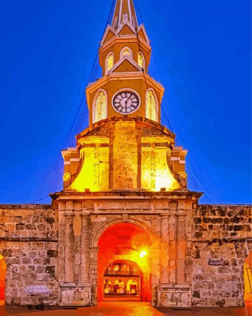 Clock Tower Monument Cartagena Colombia paint by number