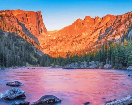 Dream Lake In Rocky Mountain National Park paint by number