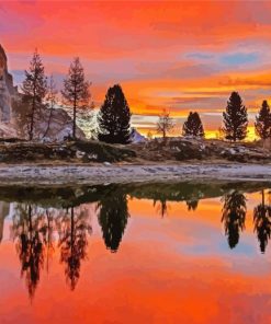 Dream Lake Reflection At Sunset paint by number