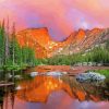 Dream Lake Sunrise In Rocky Mountain National Park paint by number