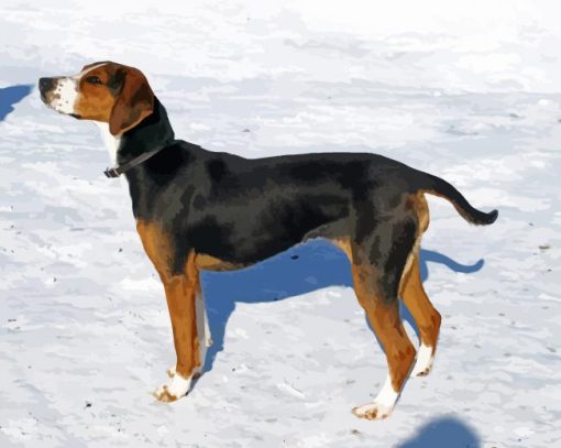 Finnish Hound Dog In Snow paint by number
