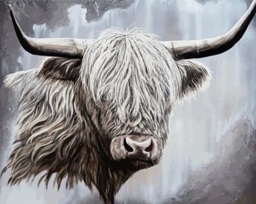 Grey Domestic Yak Art paint by number