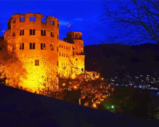 Heidelberger Castle Night paint by number