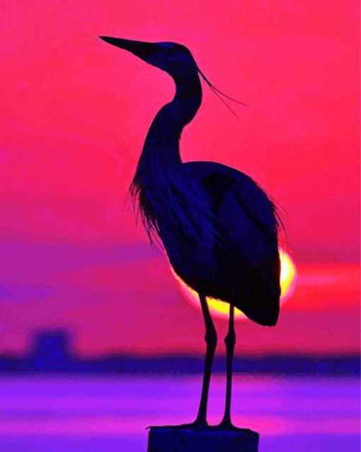 Heron Silhouette paint by number