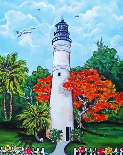 Key West Lighthouse And Friends By Lois Rivera paint by number