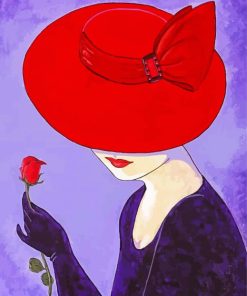 Lady In Flirty Red Hat paint by number