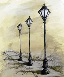 Lamp Post Street Light Drawing pâint by number