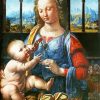 Madonna Of The Carnation By Leonardo Da Vinci paint by number
