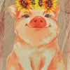 Pig And Sunflowers Art paint by number