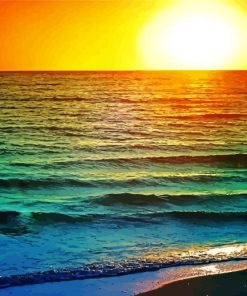 Rainbow Sunset Beach paint by number