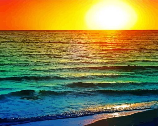 Rainbow Sunset Beach paint by number
