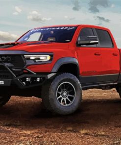 Red Dodge Ram paint by number