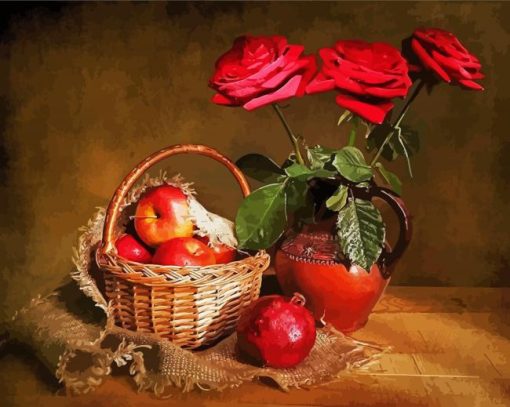 Red Roses And Fruit paint by numbers