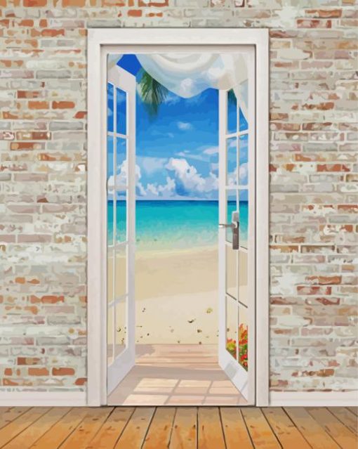 White Door To The Beach paint by number