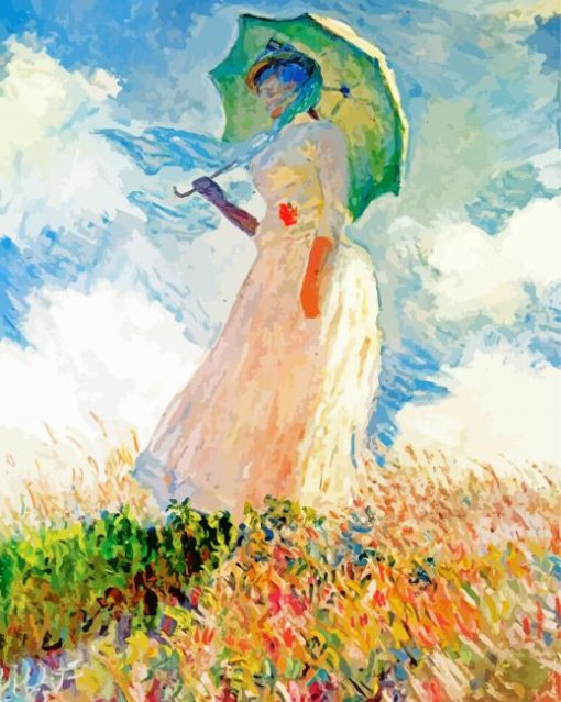 Woman With A Parasol By Claude Monet paint by number
