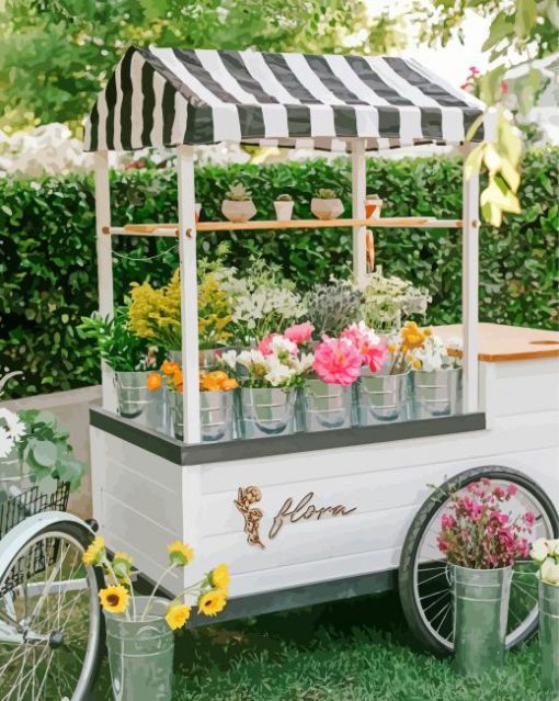 Aesthetic Flower Cart paint by number
