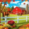 Autumn Barn And Horses paint by number