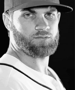 Black And White Bryce Harper paint by number