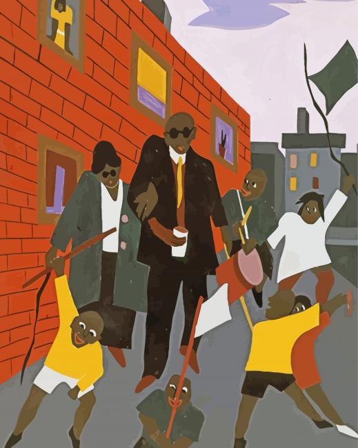 Blind Beggars By Jacob Lawrence paint by number