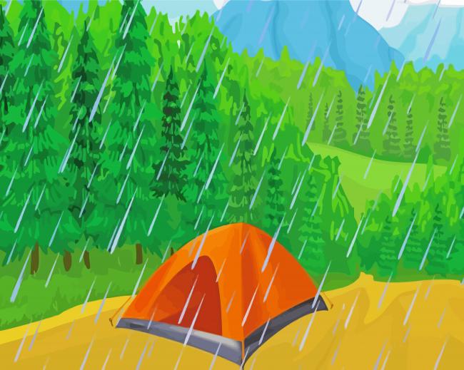 Camp In Rain paint by number