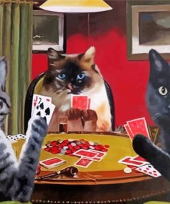 Cats Playing Poker paint by number