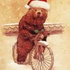 Christmas Bear On Bike paint by number