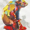 Colorful Bear On Motorcycle Art paint by number