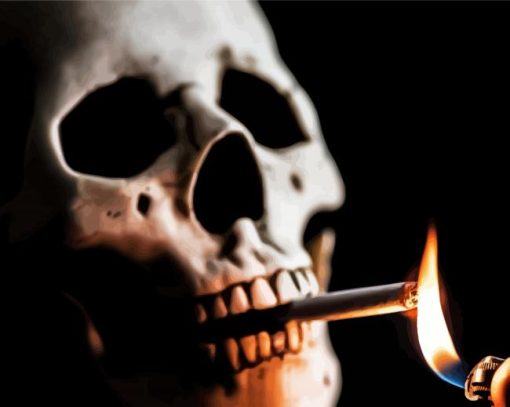 Creepy Skull With Cigarette paint by number
