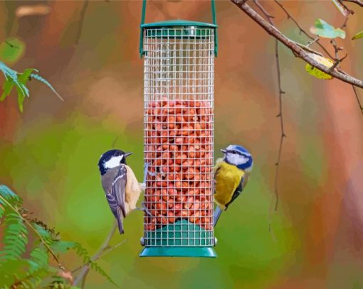 Cute Birds Feeder paint by number