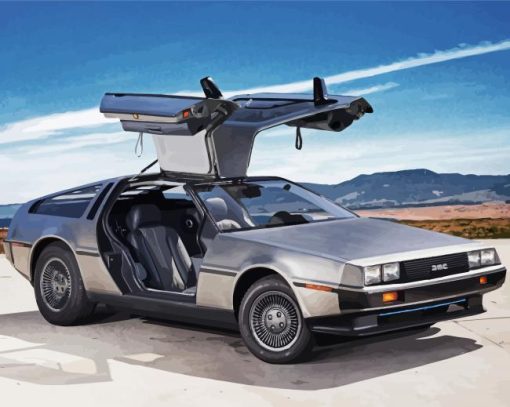 Delorean Car Engine paint by number
