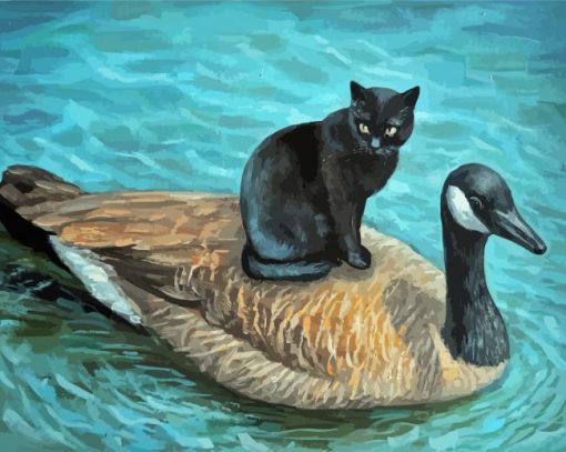Duck And Black Cat paint by number