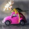 Flowers And Pink Car paint by number