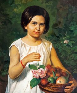Girl Holding Basket paint by number