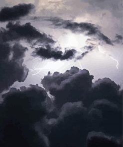 Gloomy Sky With Lightning paint by number