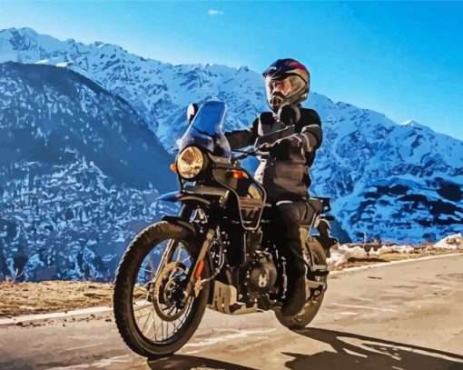 Himalayan Motorcycle Driver paint by number