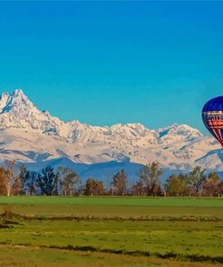 Hot Air Balloon And Mountain In Mondovi paint by number