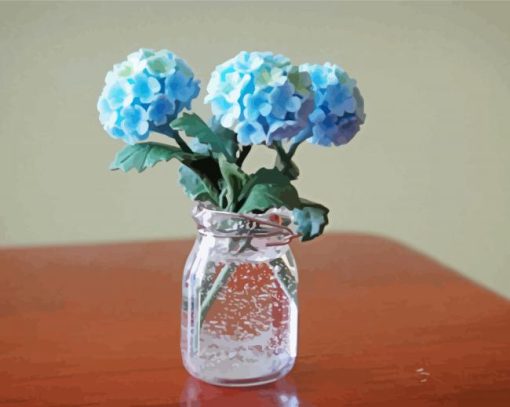 Hydrangeas In Jar Flowers paint by number