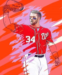 Illustration Bryce Harper paint by number