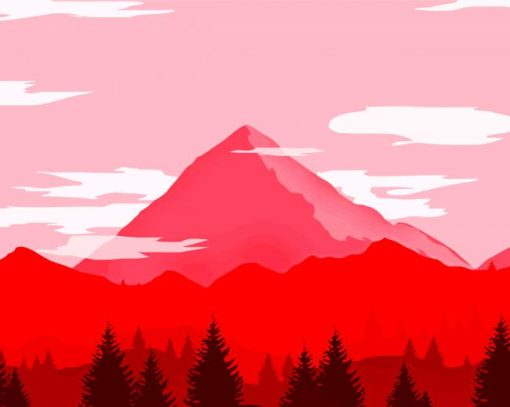 Illustration Red Mountains paint by number