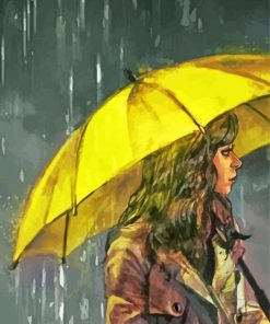Lady With Yellow Umbrella paint by number