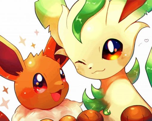 Leafeon And Eevee paint by number