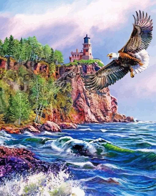 Lighthouse Eagle paint by number