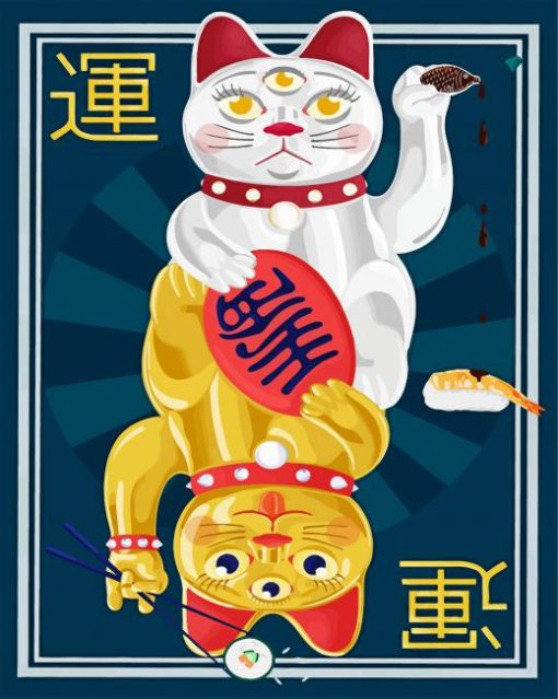 Lucky Cat Card paint by number