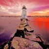 Massachusetts Lighthouse At Sunset paint by number