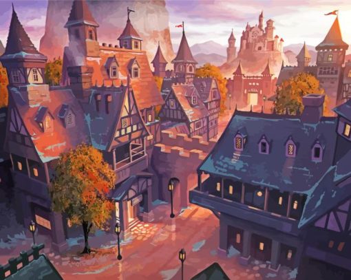 Medieval Fantasy Town paint by number