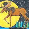 Moose And Moon Art paint by number